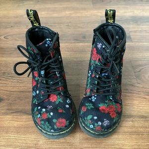 Floral Black Kids Boots